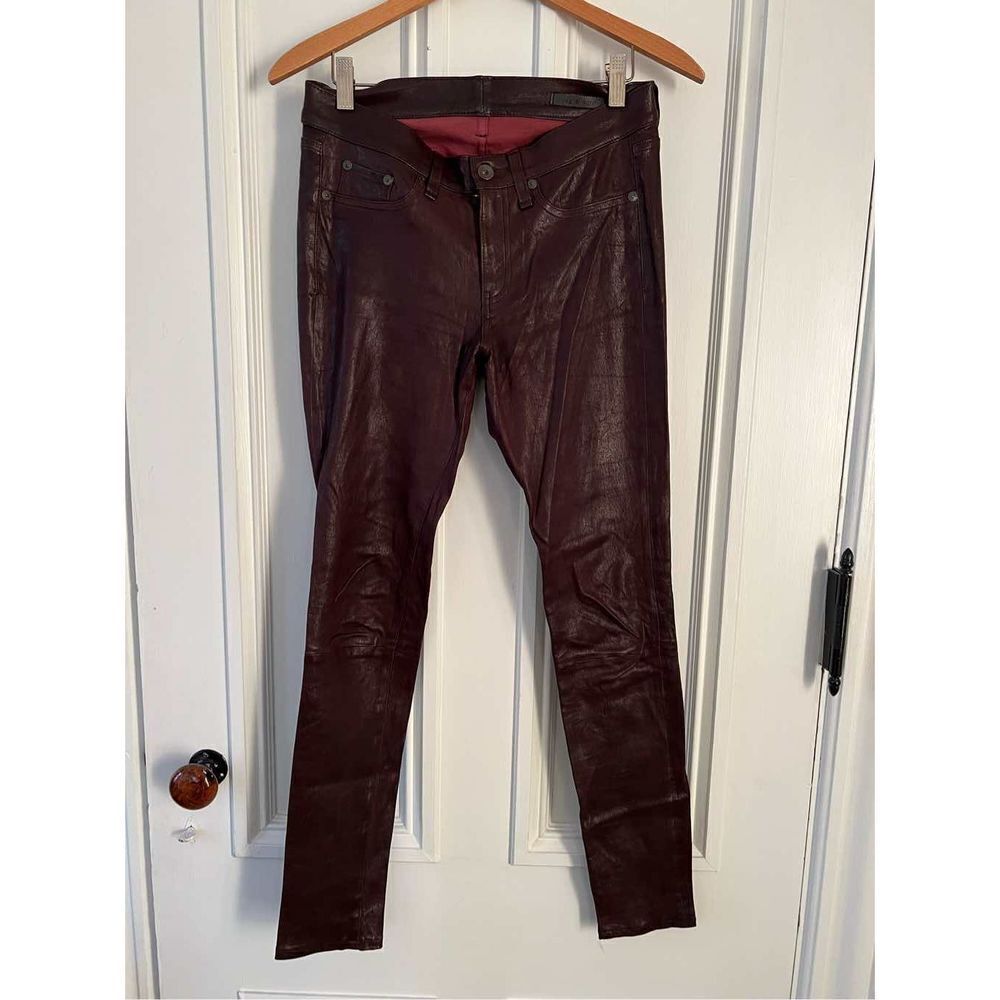 Rag & Bone dark brown leather skinny pants jeans 27